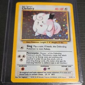 Pokemon Base Set 1999 Clefairy Rare Holo Trading Card (5/102)
